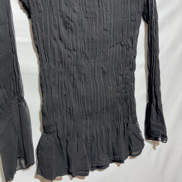 Kaelyn Max Black Long Sleeve Sheer Blouse y2k Whimsygoth Witchy Ruffle Vintage - Picture 11 of 11